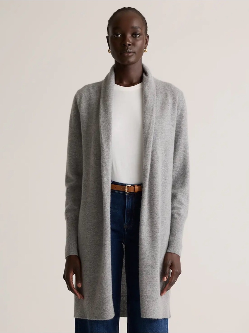 Quince Mongolian Cashmere Heather Grey Duster Cardigan Sweater (NWT)